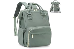 BOXSAM Sac à Dos Ordinateur Portable 14 Pouces, Sac à Dos de Voyage Grande Vert Homme Femme Antivol Imperméable avec USB Charging Port pour Loisir, Scolaire