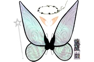 NMKL Fairy Wings Adult Women,Black Butterfly Wings for Kids 5 Pcs Angel Costume Birthday Stage Fairy Tale Themed Party