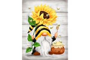 NAIMOER NAIMOE Gnome Diamond Painting Bambini, Girasoli Diamond Painting Kit Completo Adulti, 5D Pittura Diamante Fiore Miele Arte Kit, DIY Diamant Painting Craft Arts per Decorazione della Parete 30x40cm