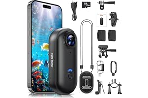 Action Cam, Mini-Actionkamera 1080P, Bodycam 120°-Weitwinkel, wasserdicht bis 30 m, freihändige POV, 150 Min. Akkulaufzeit, Sportkamera, Radfahren, Motorradfahren, Reisen und Vlogging, 64GB TF-Karte