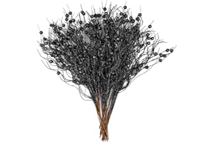 KI Store 20 Stück deko Zweig schwarz Weihnachten äste künstlicher weihnachtszweig 45cm mit Glitzer bastelzweige dekozweig Stem Mistelzweig für Weihnachts deko