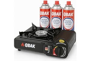 ISIGNO Cocina de Gas Portátil Butano con Encendido Piezoeléctrico y Estuche Incluye 3 Cartuchos Ideal para Camping Emergencias Picnic 2kW de Potencia