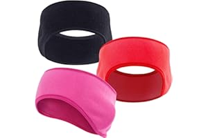 JEEZAO 3 Stück Fleece Stirnband,Ohrenschutz,Winddichtes Kälteschutz Elastisch Stirnbänder de Fahrt,Joggen,Wandern für Damen Herren