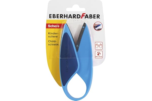 Eberhard Faber 579951 - Ciseaux enfants pour gauchers et droitiers, Mini Kids, ciseaux bleu