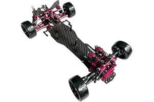 powerday Alloy Carbon CF Chassis D5S Frame Kit Remodel Belt Drive Version 1/10 2Rear-Wheel Drift Car (Pink)