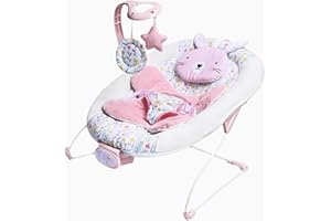 LADIDA Baby Bouncer for Birth to 6 Months, Baby-Rocker with 3 Speeds and 8 Soothing Songs, Vibrating Infant Seat with Removable Toy Bar, Portable and Lightweight