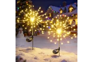 Anordsem Solar Lights Outdoor Garden: 120 LED Firework Fairy Lamp 2 Pack - Waterproof Warmwhite Landscape Lighting for Yard Party - Christmas Decoration Gift for Women Mum Wife