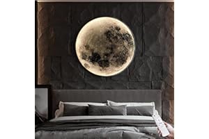 QYQIAN Plafoniera LED Da Parete Per Interni, Moderna Illuminazione Luna Decorazione Lampada, Dimmerabile Con Telecomando Lampada Da Soffitto Per Soggiorno Camera Da Letto Comodino Lampada Da Parete (60CM)