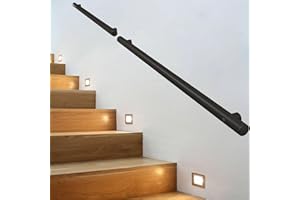 DRSYFFSUP Pasamanos de acero inoxidable, Riel de escalera de barandilla | 30 cm - 600 cm Selección de modelos | Kit de pasamanos de escalera montado en la pared para escaleras - Negro mate ( Size : 420cm )