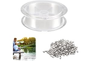 TESSTSY Hilo De Pescar Transparente 0,8 Mm X 200 M, Hilo De Nailon con Funda De Engarce De Aluminio, Hilo Transparente Hilo De Pescar Monofilamento para Bricolaje, Pesca, Manualidades, BisuteríA, Colgar