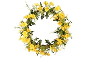BFYDOAA Daisy Wreaths,Artificial Daisy Door Wreath,Artificial Spring And Summer Wreath for Front Door Window Wall Hanging