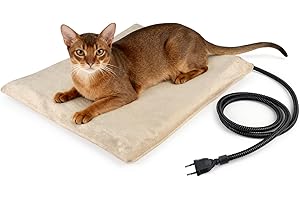 ‎NICREW NICREW Pet Heating Pad for Cat Dog 40 x 45 cm, Constant Temperature Electric Heating Pad with Anti-Bite Hose Wrap Cable, Khaki