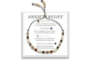 CHUANFU Natursten Ametist Armband Justerbar Chakra Armband Kvinnor Turmalin Tigeröga, Rosa Kvarts, Lyckoarmband för Yoga Medi