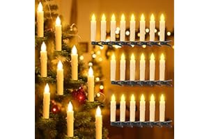 LuJasi Christbaumkerzen Led Kabellos mit Fernbedienung,4 Modi 20er Led Kerzen Weihnachtsbaum mit Clip Timer und Dimmer, Flammenlose Weihnachtskerzen für Weihnachtsdeko Tannenbaum Weihnachtsbaum,Party
