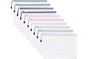 Meekye 10 sztuk toreb na dokumenty A4, A5 lub A6, wodoszczelna teczka na dokumenty A6 z zamkiem błyskawicznym, teczka z tworzywa sztucznego z siateczki, na dokumenty, kosmetyki, prace domowe i