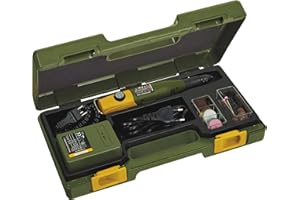 Proxxon Micromot 60/EF (longueur 220 mm, poids 230 g, puissance 40 W, tension 12-18 V, avec bloc d'alimentation et 43 outils, perceuse manuelle, ponceuse, fraiseuse) 28514