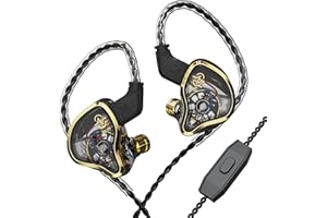 Yinyoo CCZ Warrior 3BA+1DD Hybrid In-Ear-Monitor, kabelgebundene Kopfhörer mit hochempfindlichem Mikrofon, starker Bass, geräuschisolierend, Kopfhörer für Pop, Metall (Gold, mit Mikrofon)