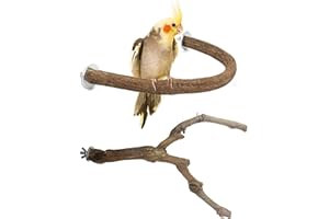 Allazone Posatoi in Legno di Uccelli, U Forma Posatoi per Uccelli, Trespolo per Uccelli e Pappagalli, Ramo D'uva Naturale Giocattolo Posatoi per Uccelli Legno Naturale per Cacatua, Cocorite