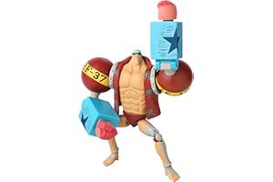 BANDAI Anime Heroes - Figura de acción de una Pieza Franky | Figura articulada de Anime Franky de 17 cm con Soporte de exhibición de Accesorios, Figuras de acción de una Pieza, Gama de Juguetes