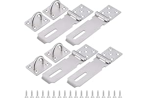 KENDWING 4 Pezzi Chiavistello per Porta in Legno,Catenaccio Porta Argento,Lucchetto Hasp Lock Porta,Chiavistello Porta Lucchetto Hasp in Acciaio Inossidabile,Padlock Hasp con Vite