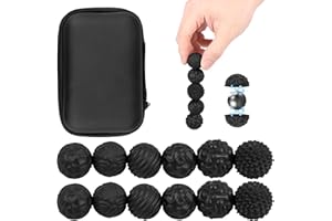 GHSHANOG 12Pcs Magnetic Balls with Silicone Shell,6 Different Textures Design Anti-static Stress Relief Toy for 14+ Kids and Adults,22mm Concentration Tool for Office Home School (12Pcs-Black)