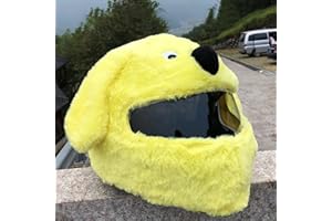 AOFESEL Motorcycle Helmet Cover, Funny Cartoon Dog Plush Full Face Motorbike Helmet Protective Cover Sleeve, Fluffy Motorcycle Helmet Hat for Outdoor Personalized Full Helmets Decoration (Without Helmet)