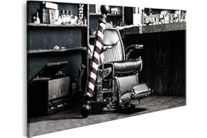 ISLANDBURNER Cuadro en lienzo logo barbero elegante símbolo vintage peluquero sillón de peluquería interior barbero sillón de peluquero Cuadros Modernos Decoracion Impresión Salon