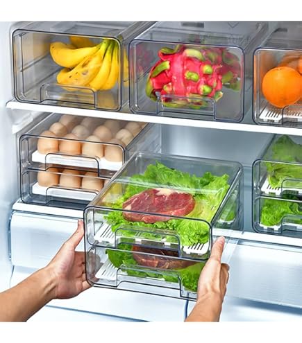 Organizer Frigorifero Trasparente Epzia - Cassetti Impilabili Per Cucina, Freezer E Dispensa - Foto 10