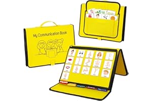 BOCZIF Livre de Communication visuelle, tableau de Communication non verbale, matériel d’apprentissage du vocabulaire de la langue de l’autisme, marqueurs d’apprentissage de la parole (Jaune)