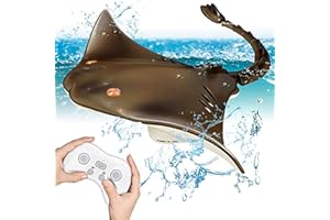 Hylukon Remote Control Shark Boat, 2.4G RC Stingray Toys for Kids Age 7-14, Sealed Waterproof RC Boat with Rechargeable Batteries High Simulation Animal Water Toys