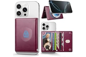 OCASE Portefeuille Magnétique avec 5 Emplacements Cartes, Blocage RFID, Cuir Synthétique pour iPhone Séries 16/15/14/13/12 (Exclu Séries Mini) et Coque per MagSafe - Bourgogne