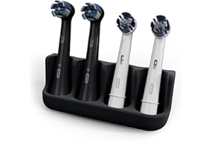 ‎QIKFRESH Qikfresh - Uchwyt na 4 końcówki do szczoteczek - Kompatybilny z Oral-B, iO, Philips Sonicare, Waterpik, Fairywill - Silikon spożywczy (Czarny)