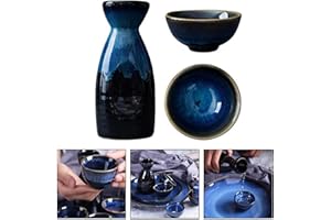 Yuemuop 3 Pièces Japonais Sake Cup Set, Japonaise Sake Tasse en Céramique, Ensemble de Verres à Saké Chaud/Froid en Céramique for la Maison Décor Cadeau for la Famille et Amis