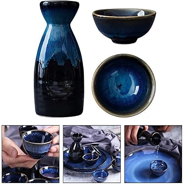 COM-FOUR® 5-delige sake-set, sake-kan en 4 sake-bekers van keramiek