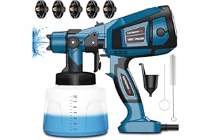 VIZGIFIN Paint Sprayer, 800W Electric Paint Spray Gun with 1400ML Container, Fence Paint Sprayer with 5 Nozzles and 3 Patterns for Walls and Ceilings, Garden Fence, Cabinet, Furniture