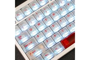 MINTCAPS Weiße klare Tastenkappen: 151 Tasten, transparente Kirschprofil-Tastenkappen, hintergrundbeleuchtetes Kristall-PC-Tastenkappen-Set, benutzerdefinierte Tastenkappen, 75 % Glanz durch mechanische