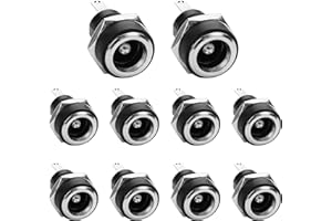 PNGKNYOCN Lot de 10 prises d'alimentation CC encastrables - 5,5 mm x 2,5 mm - 2 broches - Type de soudure - Prise d'alimentation