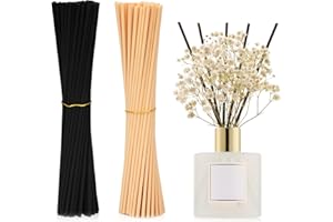 LUCKYJY 100 Stück Duftstäbchen Nachfüller, 20 cm X 3 mm Raumduft StäBchen Holzstäbchen für Raumduft Diffuser Stäbchen Aroma Stäbchen ätherische ÖLe Im Home Office Hotel Spa(Natur, Schwarz)