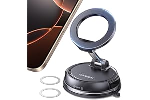 UGREEN Support Téléphone Voiture Ventouse Magnétique pour MagSafe Porte Téléphone Voiture Aimanté Compatible avec iPhone 17 Pro Max Air 16 15 14 13 12 Galaxy S25 S24 Pixel 10 9 8 Redmi Note