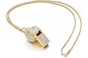 CIATBYYJ 1 Stück Gold Trillerpfeife mit Strass, Glitzernde Sportpfeife, Schiedsrichter Pfeife, Metall Whistle mit Umhängeband, Lauter Klarer Klang, Geschenk für Trainer, Schulsport, Fußball Schiedsrichter