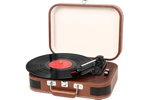 KIATURE Giradischi Vinile, Giradischi Vintage Vinile LP3 Velocità 33/45/78 RPM con Altoparlanti Stereo Integrati, Dotato di Entrate Bluetooth/AUX/RCA/USB/Jack per cuffie, Lettore Vinili Support MP3 Trascrizio