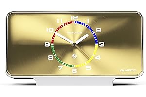 NEWGATE ® Planet Modern Mantel Clock Perfect for the Living Room, Bedroom or Study 16.5 x 30 x 9.2cm (White & Gold)
