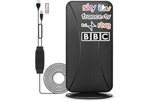 FDKENE Antena TV Interior Exterior, Potente 460KM Antena de TV con Amplificador Smart de Señal, Antena para HDTV Digital con Cable Coaxial 10M 1080P 4K DTMB VHF UHF