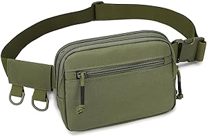 Huntvp Bumbag Nerkowa Mała Saszetka na Pas Biodrowy Antykradzieżowa Torba na Ramię, Lekka, na Przylot, Spacery, Do Pracy, Biegania, Wędrówki, Jazda na Rowerze, ZIELONY, 20x