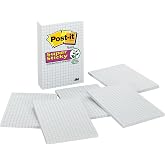 Post-it S&uuml;per Yapışkan Notlar, 4x6", 3 Ped, 2x Yapıştırma G&uuml;c&uuml;, Mavi Izgara &Ccedil;izgileri ile Beyaz, Geri D&ouml;n&uuml;şt&uuml;r&uuml;lebilir (660-S