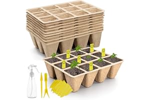 SYITCUN 120X Biodegradables Semilleros de Germinacion 3,1x3,1cm, Paquete de 10 Maceta Biodegradable para Semilleros,Bandejas de Plántulas, Macetas de Vivero Biodegradables