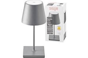 ‎SIGOR SIGOR Nuindie mini - Dimmbare kleine LED Akku-Tischlampe Indoor & Outdoor, Höhe 25 cm, aufladbar mit Easy Connect, 12 h Leuchtdauer, graphitgrau