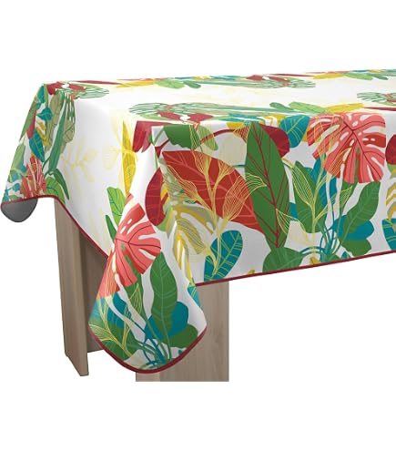 Le Linge De Jules Nappe Anti-taches Biloba Vert - Carrée 150x150cm, Polyester, Déperlant, Lavable Machine 60°C