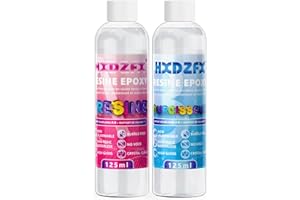 HXDZFX Epoxy Resin with Hardener 250 ml/275 g Crystal Clear Resin Casting Epoxy Resin - 2-Piece Casting Resin for Resin Art Projects, Jewellery Making - Bonus Gloves, Glitter, Measuring Cup and Wooden Sticks