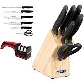 Arcos Professional Kitchen Knife and Sharpener Set | 7 Pieces | Stainless Steel | Wood Block | Nice Series | Everyday Use | D